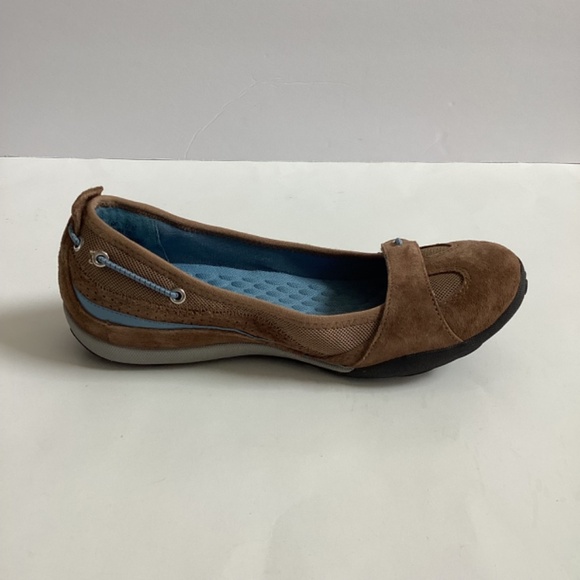 CLARKS PRIVO POLAR LAKE BROWN SUEDE LEATHER SLIP ON LOAFERS SHOES WOMENS SZ 6M - Picture 2 of 9